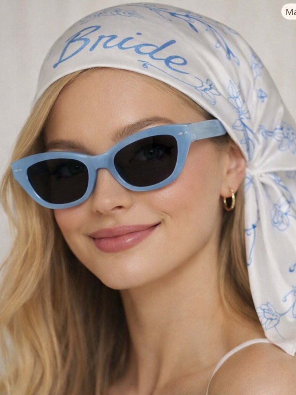 Bride Gift Set | Blue Bridal Sunglasses, Headscarf, Socks & Faux Pearl Earrings